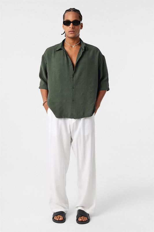 Oversized Short-Sleeve Modal Shirt