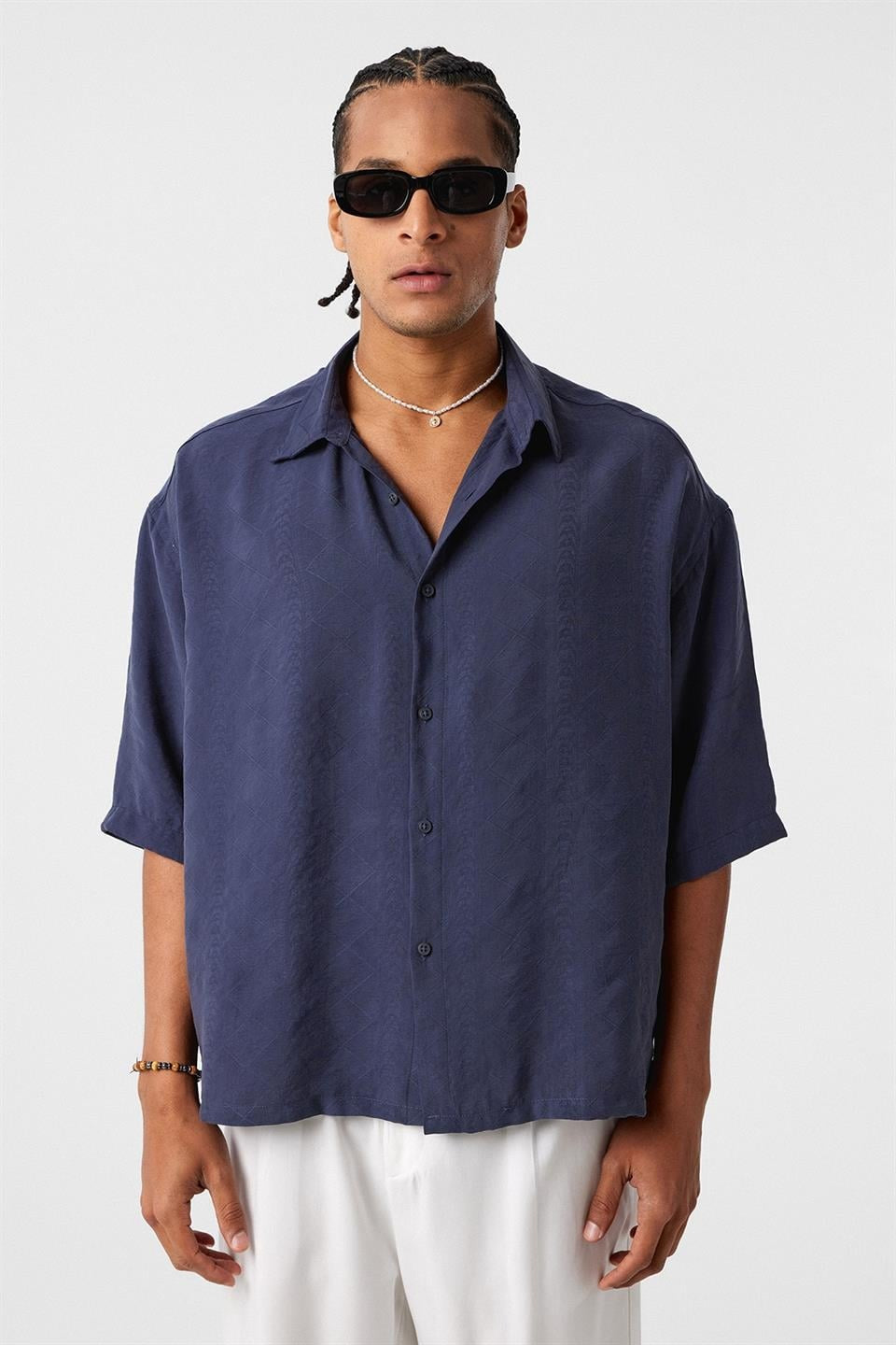 Oversized Short-Sleeve Modal Shirt