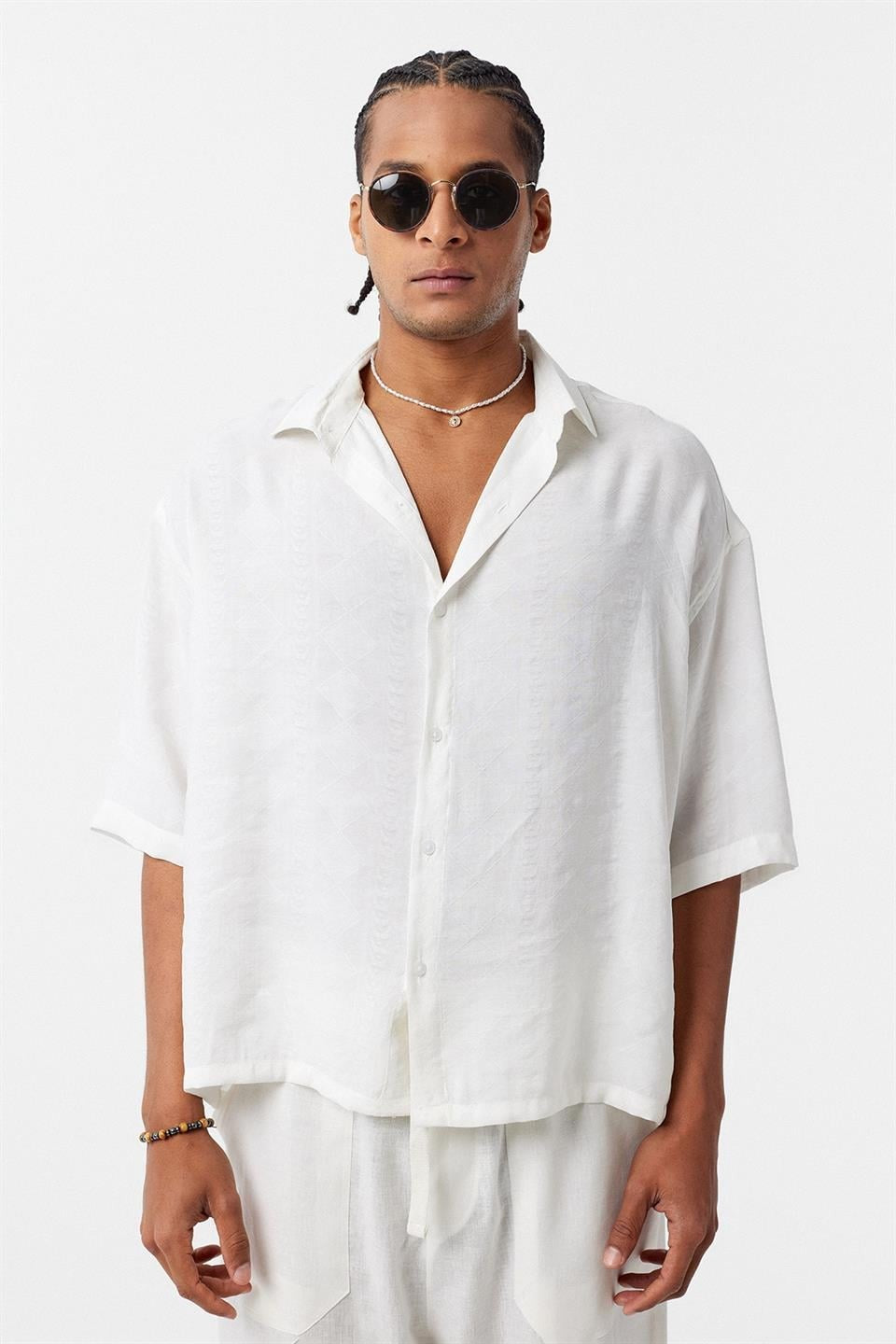 Oversized Short-Sleeve Modal Shirt