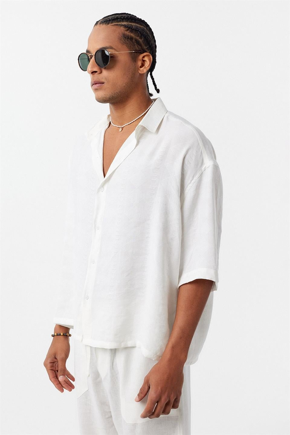 Oversized Short-Sleeve Modal Shirt