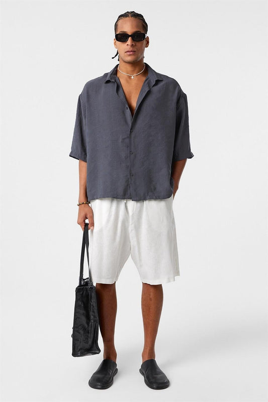 Oversized Short-Sleeve Modal Shirt