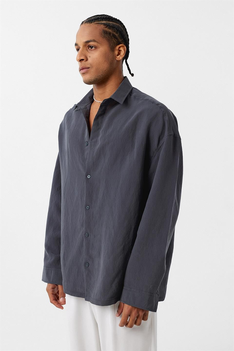 Basic Oversized Long-Sleeve Shirt