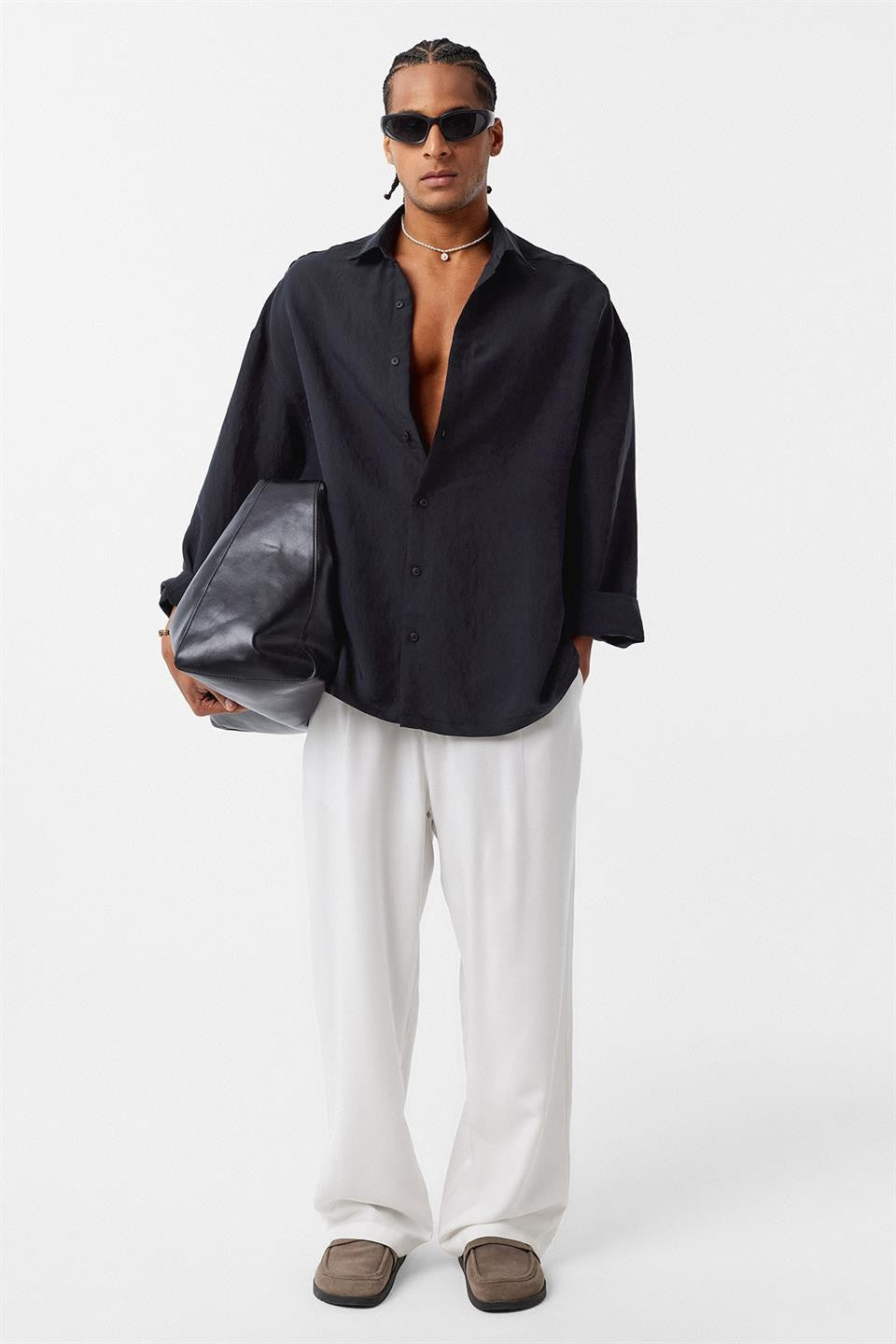 Basic Oversized Long-Sleeve Shirt