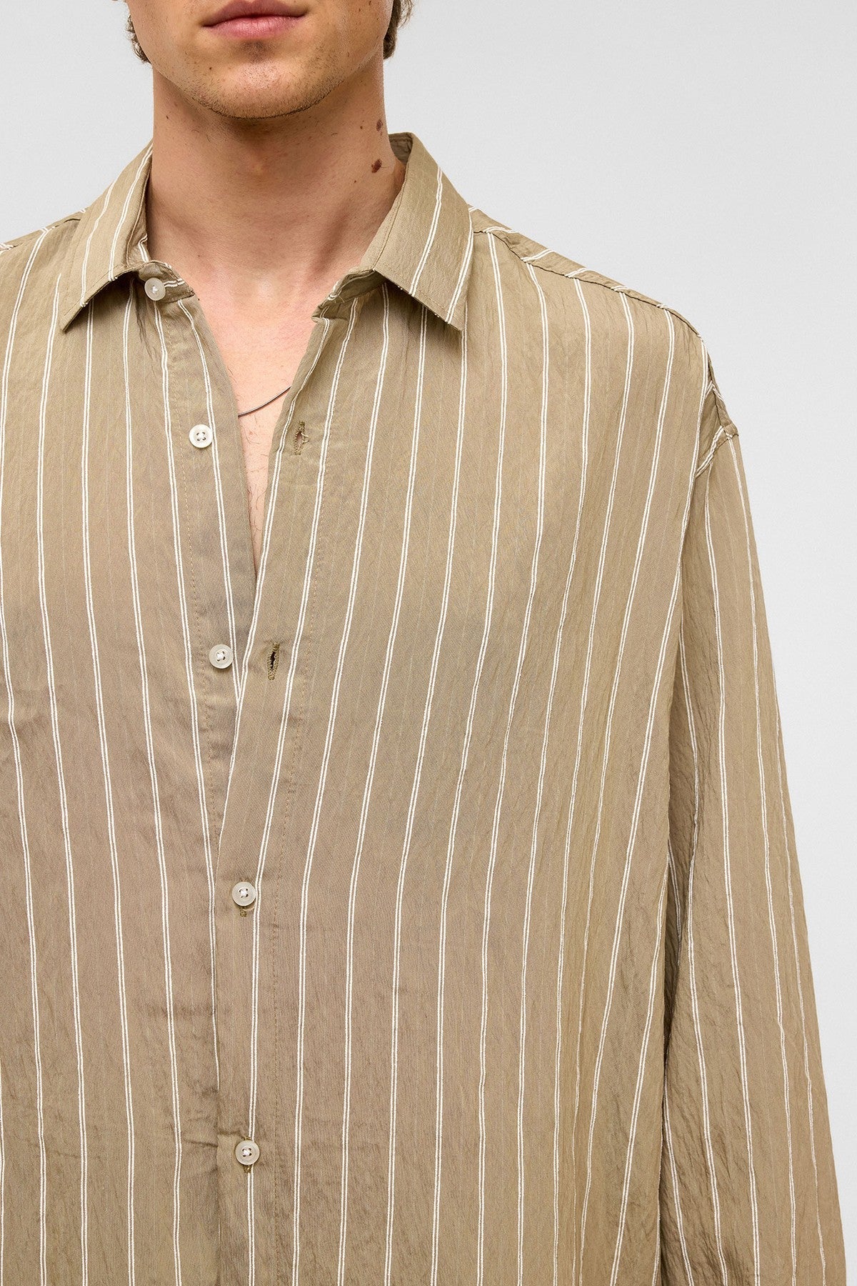 Oversized Striped Long-Sleeve Shirt