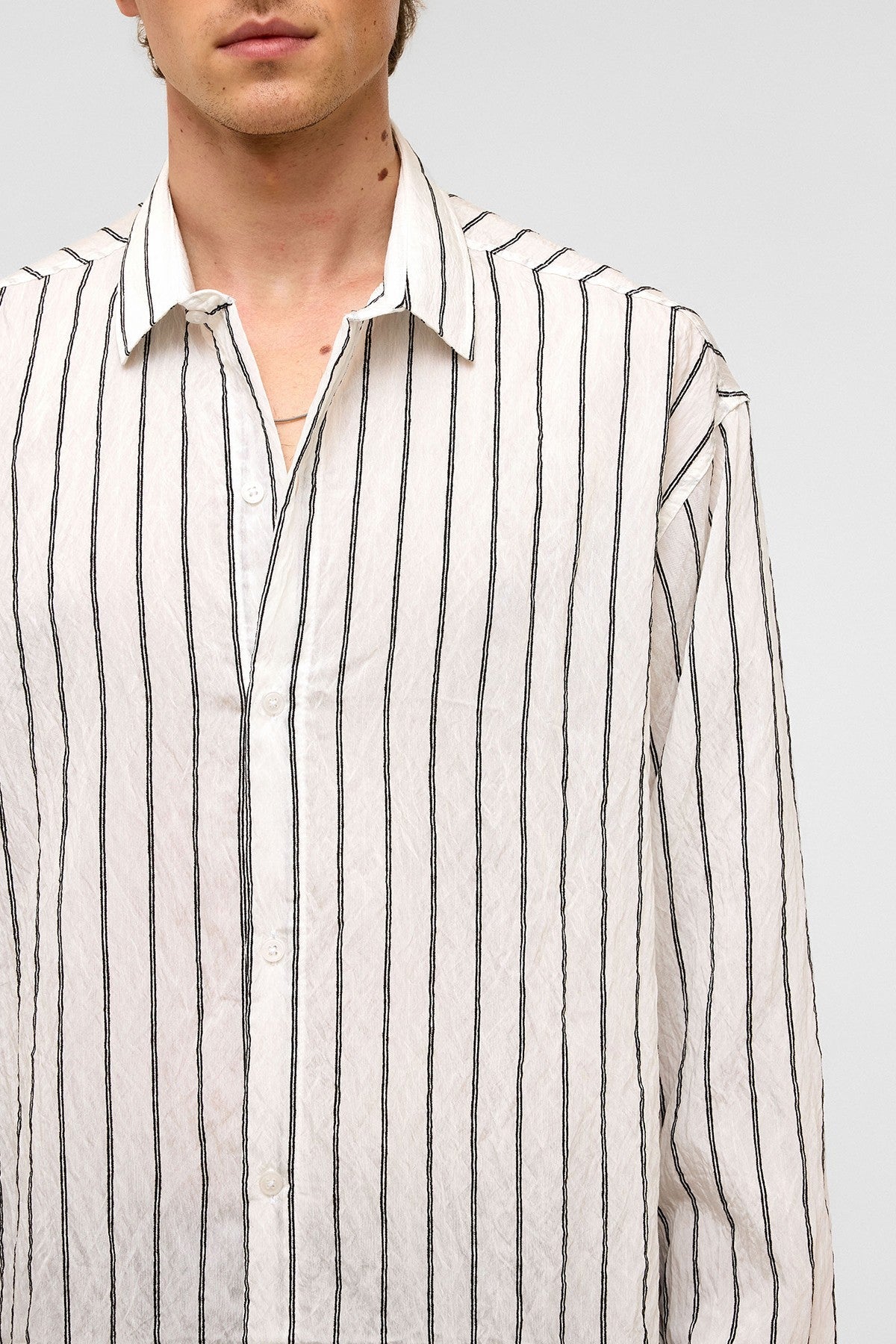 Oversized Striped Long-Sleeve Shirt