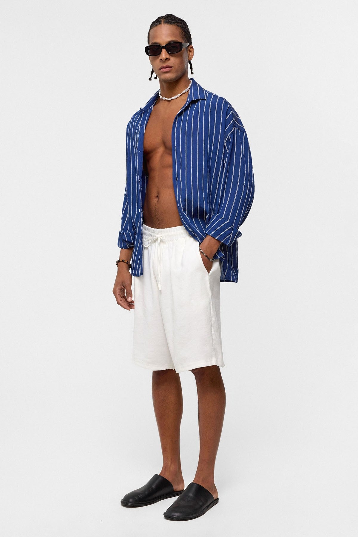 Oversized Striped Long-Sleeve Shirt