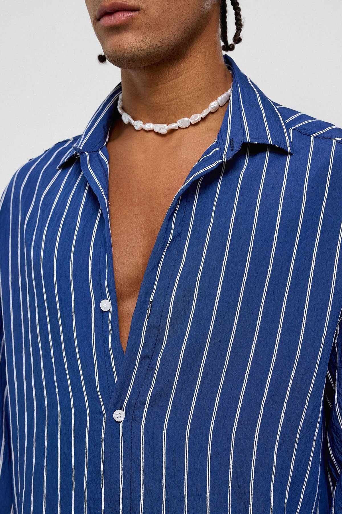 Oversized Striped Long-Sleeve Shirt