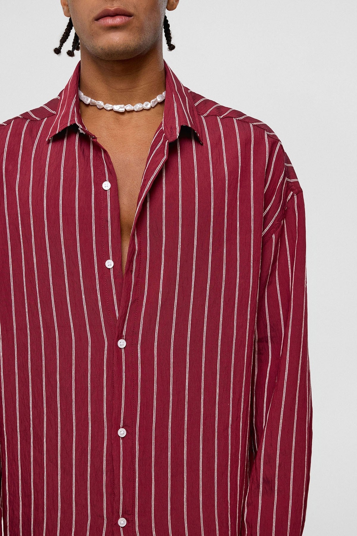 Oversized Striped Long-Sleeve Shirt