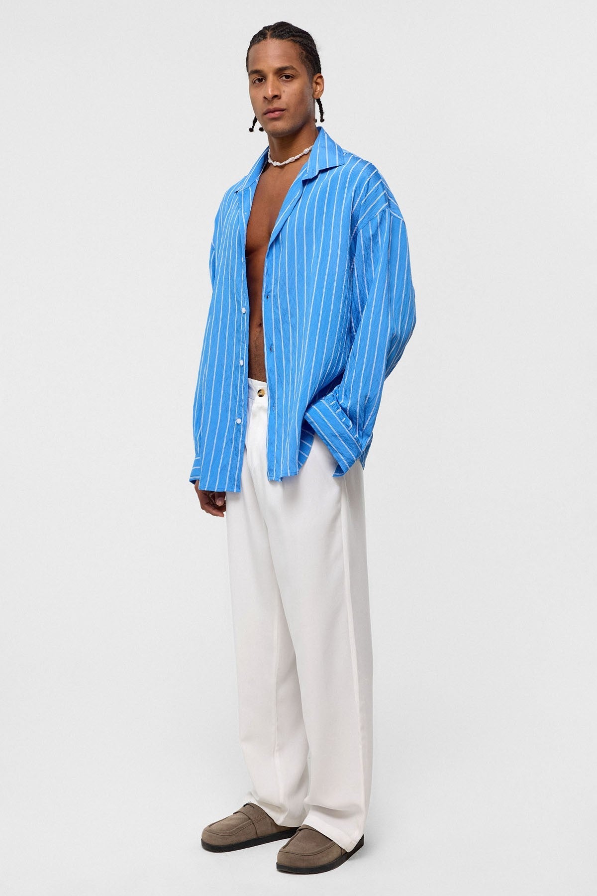 Oversized Striped Long-Sleeve Shirt