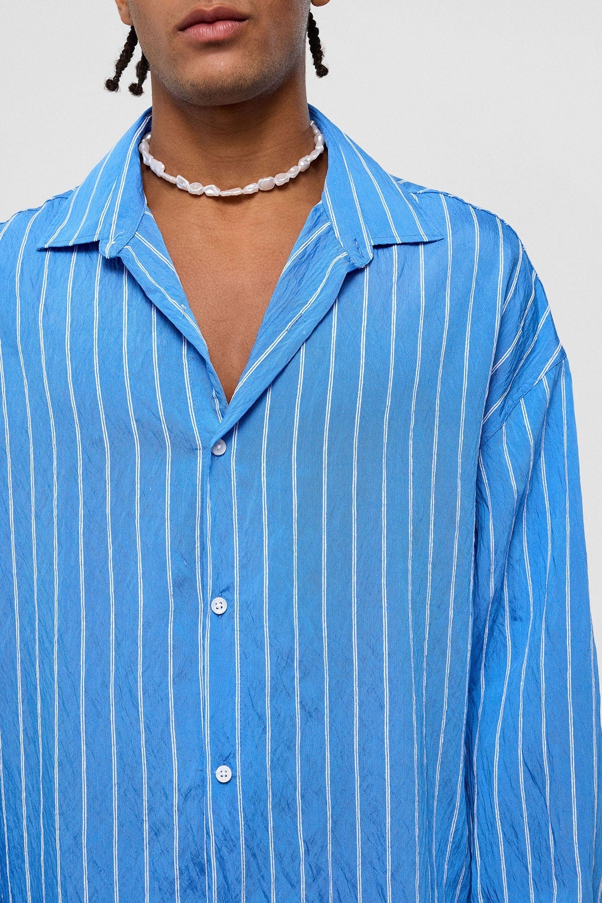 Oversized Striped Long-Sleeve Shirt