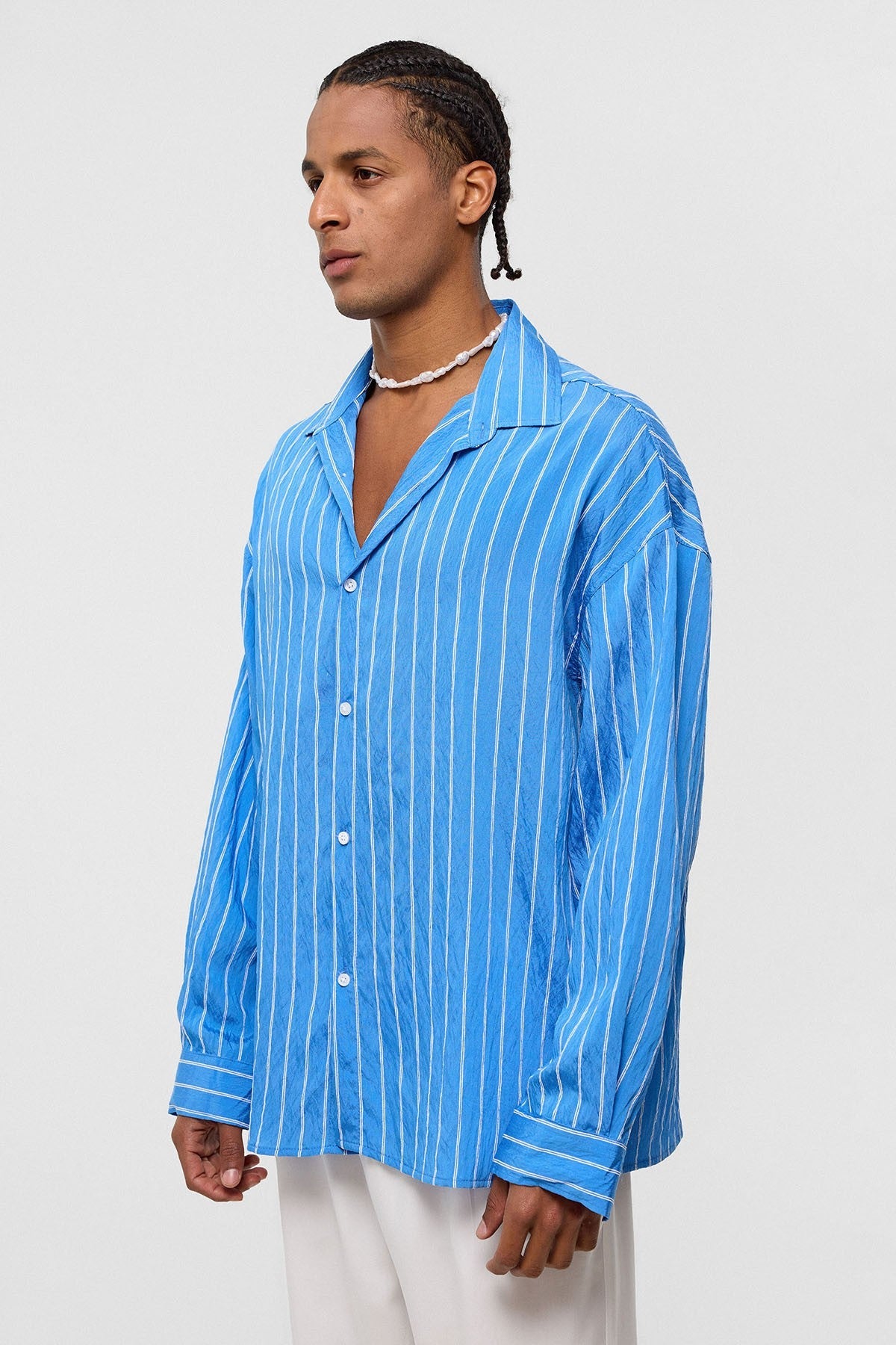 Oversized Striped Long-Sleeve Shirt
