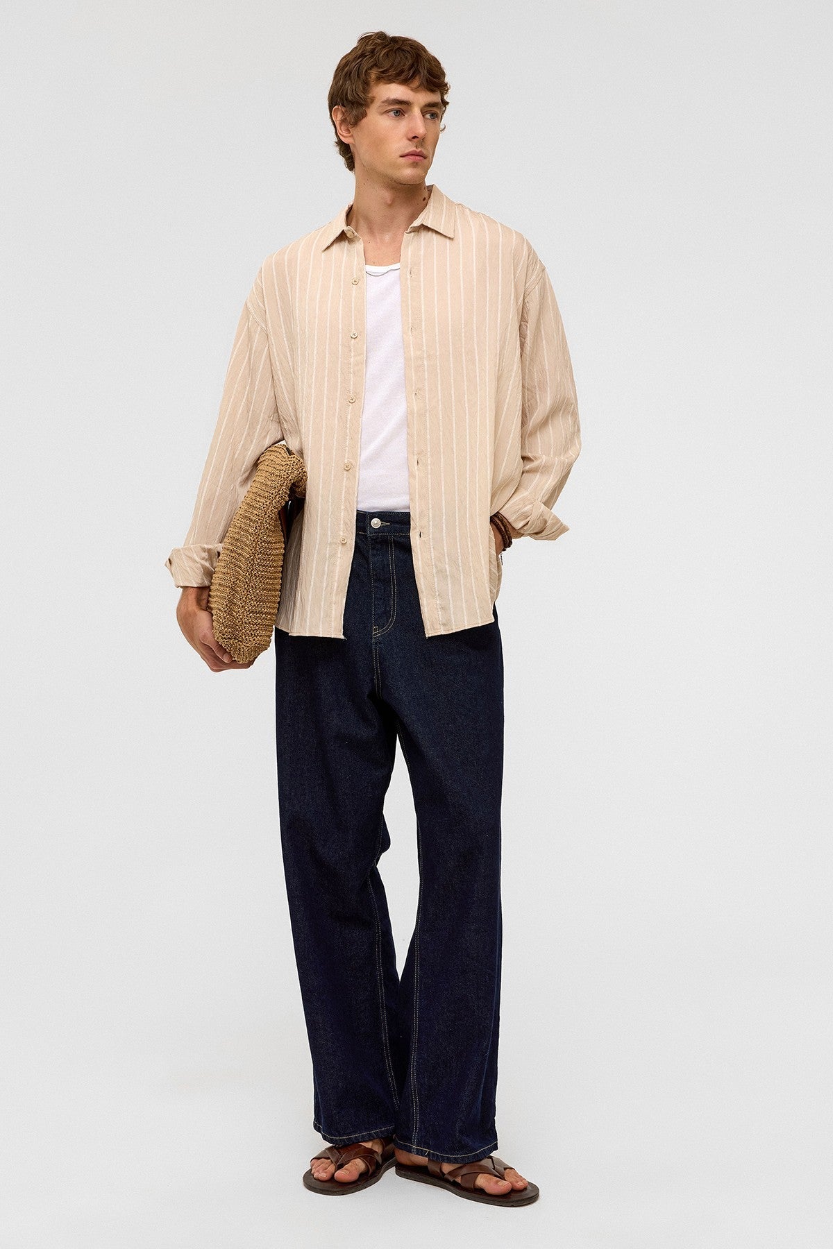 Oversized Striped Long-Sleeve Shirt