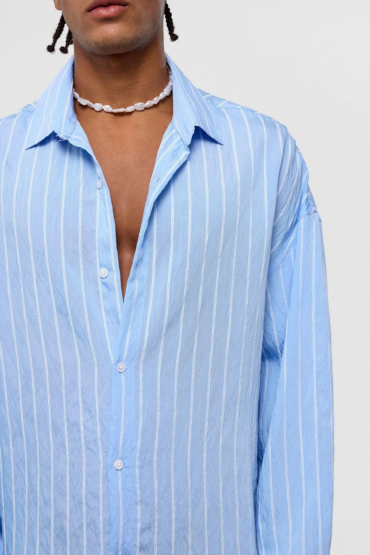 Oversized Striped Long-Sleeve Shirt