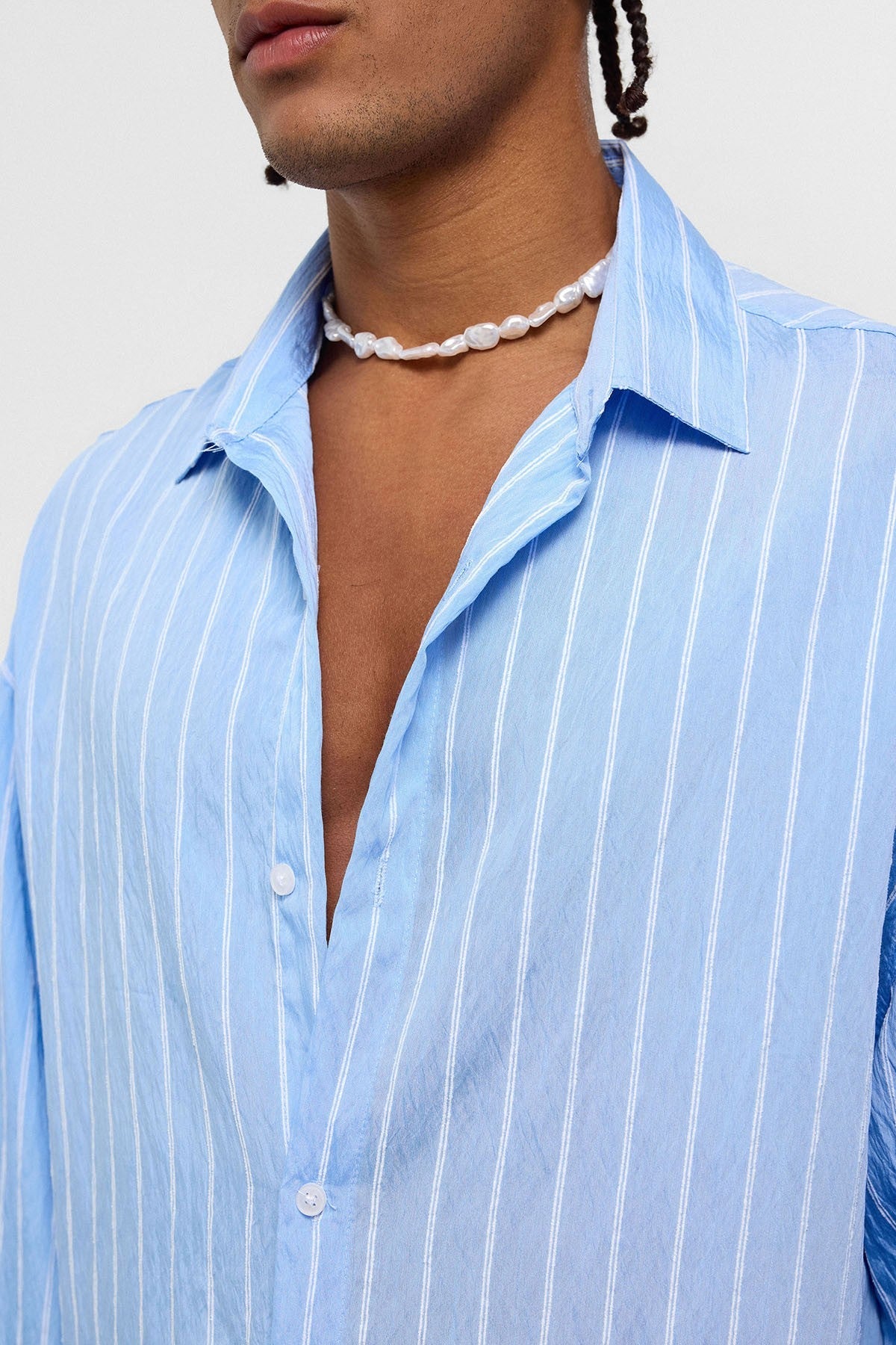 Oversized Striped Long-Sleeve Shirt