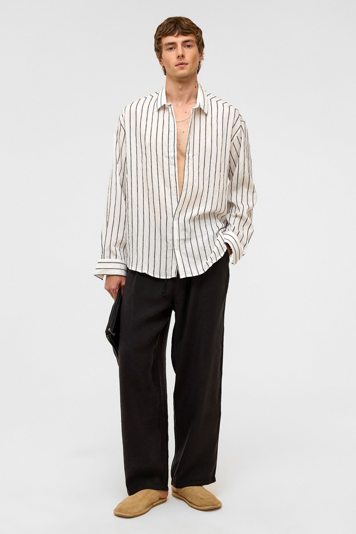 Oversized Striped Long-Sleeve Shirt