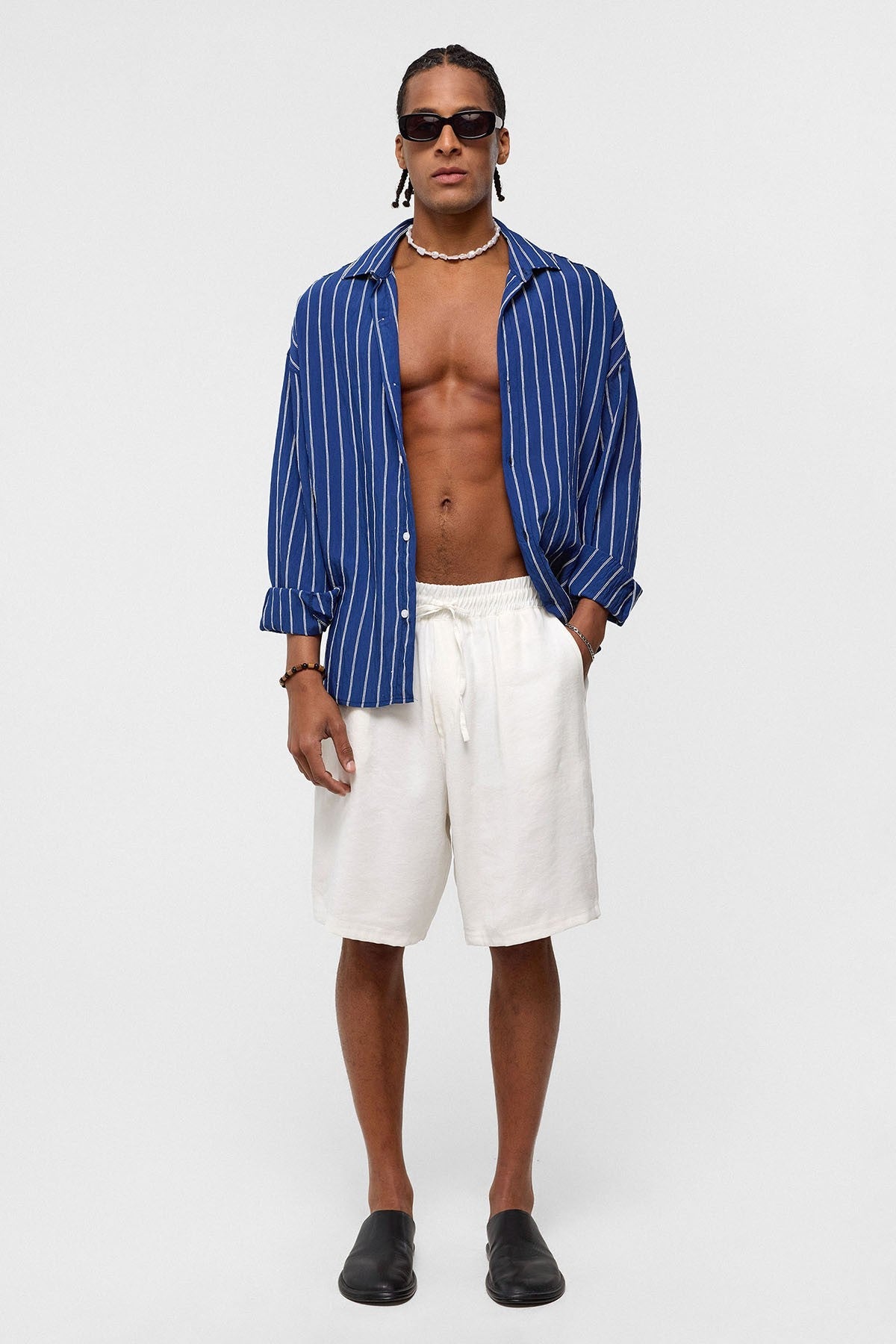 Oversized Striped Long-Sleeve Shirt