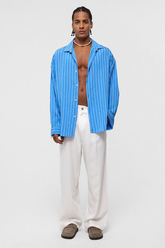 Oversized Striped Long-Sleeve Shirt