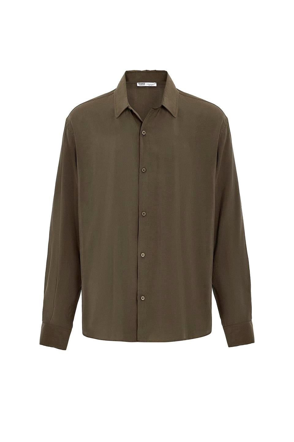 Basic Oversized Long-Sleeve Modal-Blend Shirt