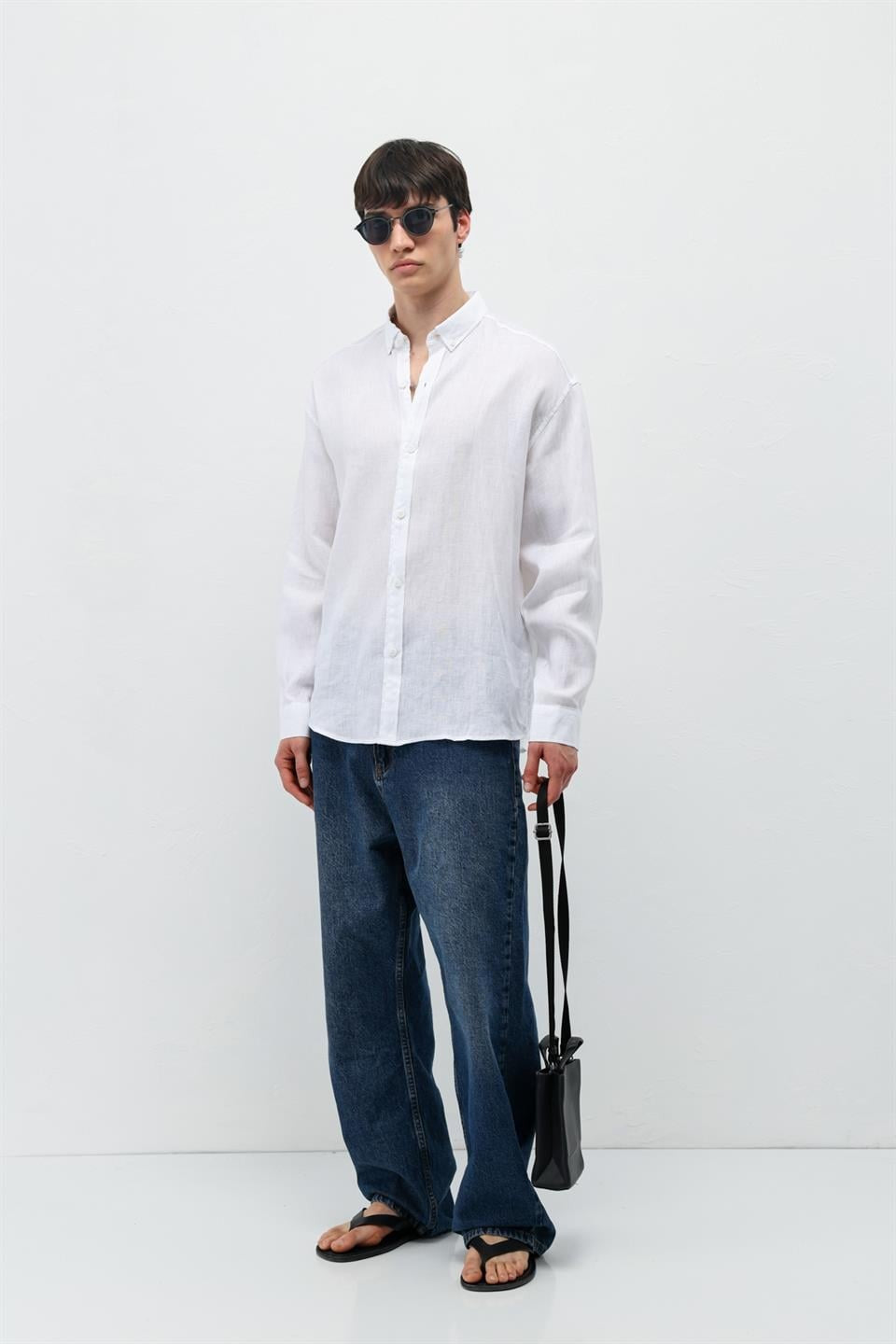100% Linen Oversized Long-Sleeve Shirt