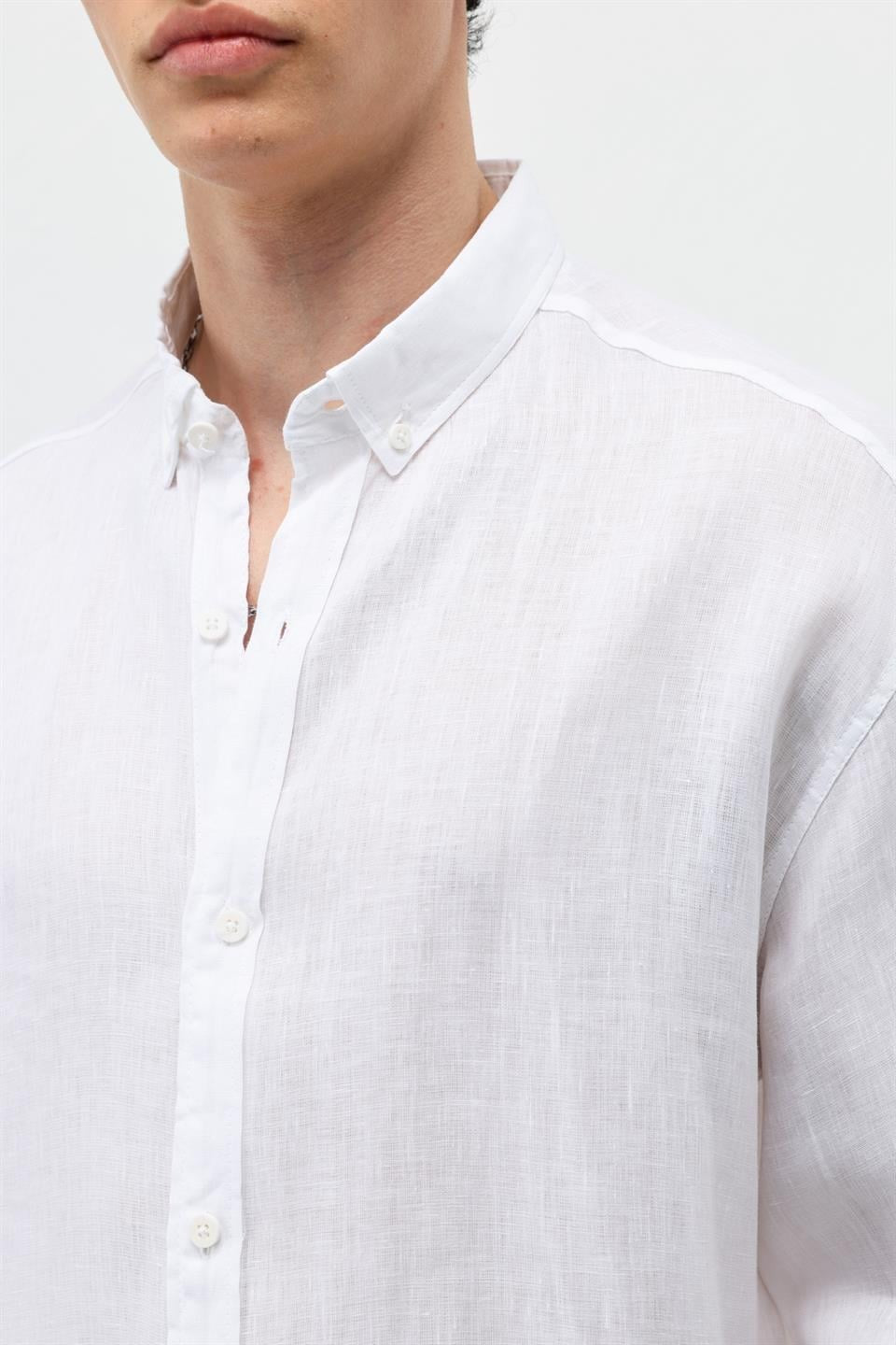 100% Linen Oversized Long-Sleeve Shirt