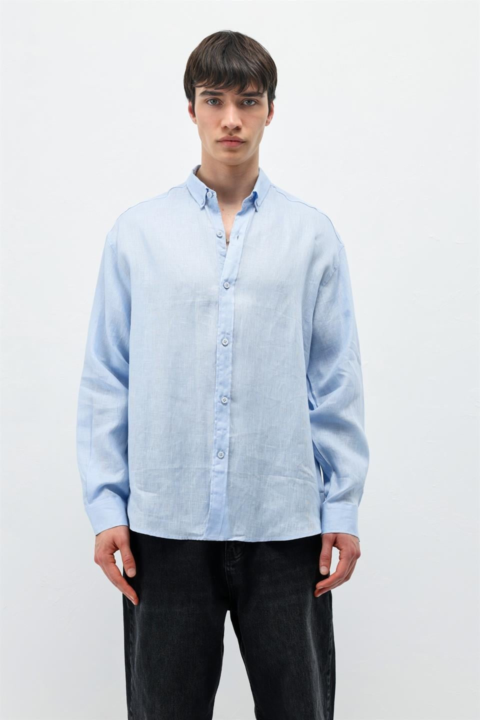 100% Linen Oversized Long-Sleeve Shirt