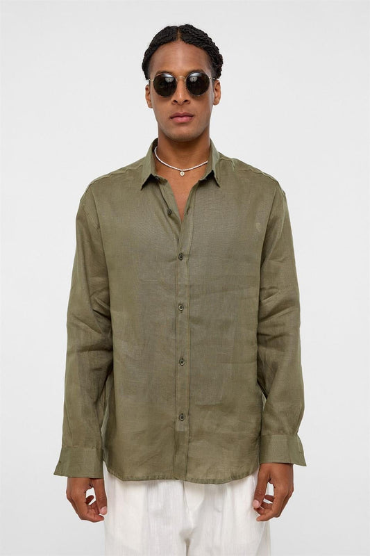 100% Linen Oversized Long-Sleeve Shirt