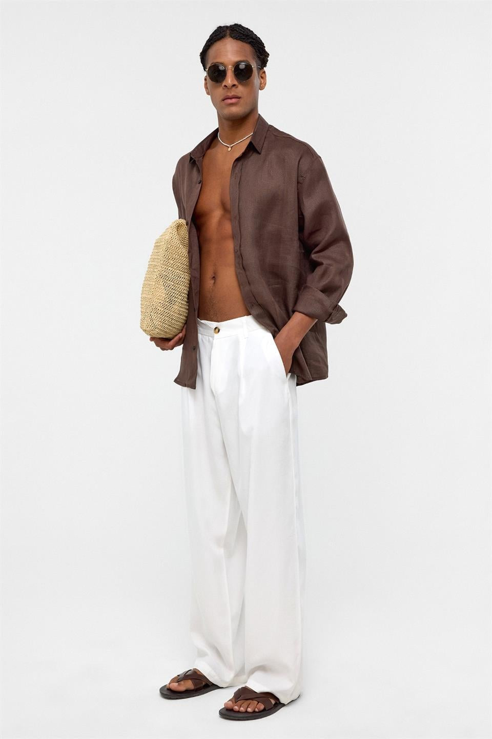 100% Linen Oversized Long-Sleeve Shirt