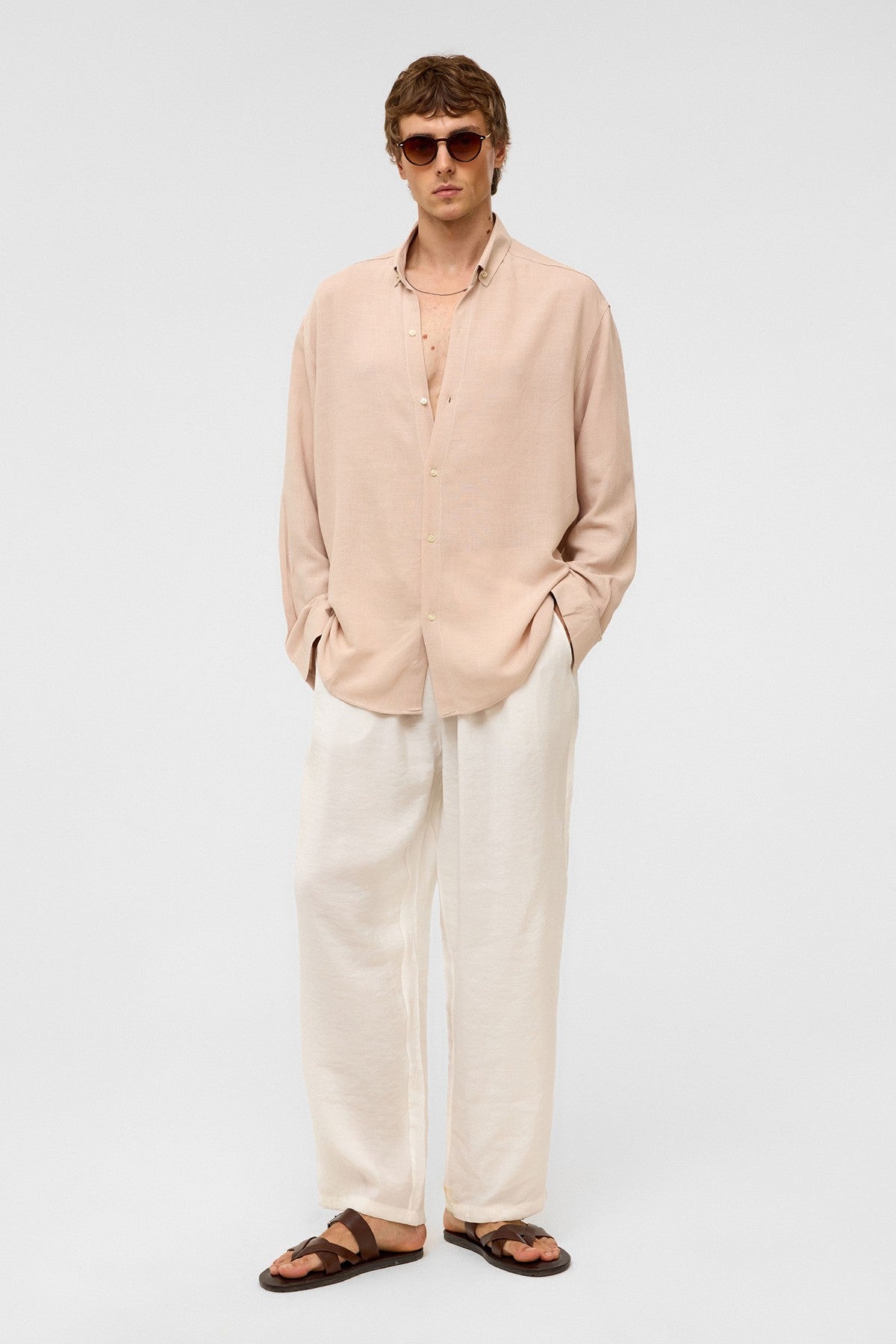 Oversized Long-Sleeved Linen Shirt