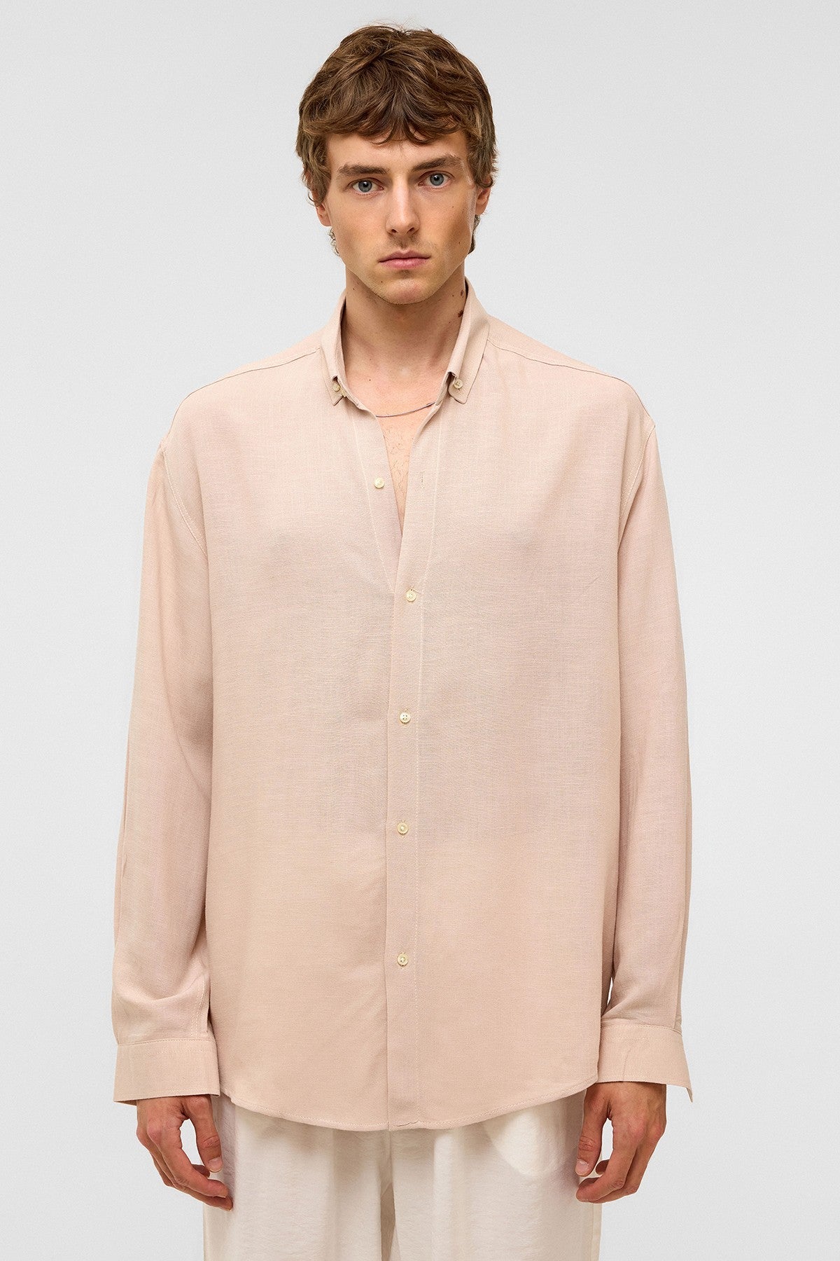 Oversized Long-Sleeved Linen Shirt