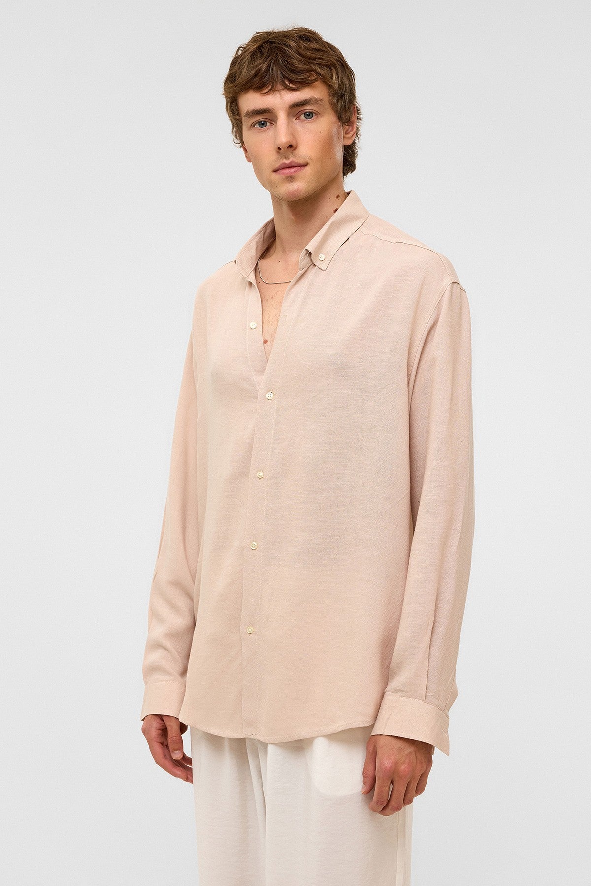 Oversized Long-Sleeved Linen Shirt