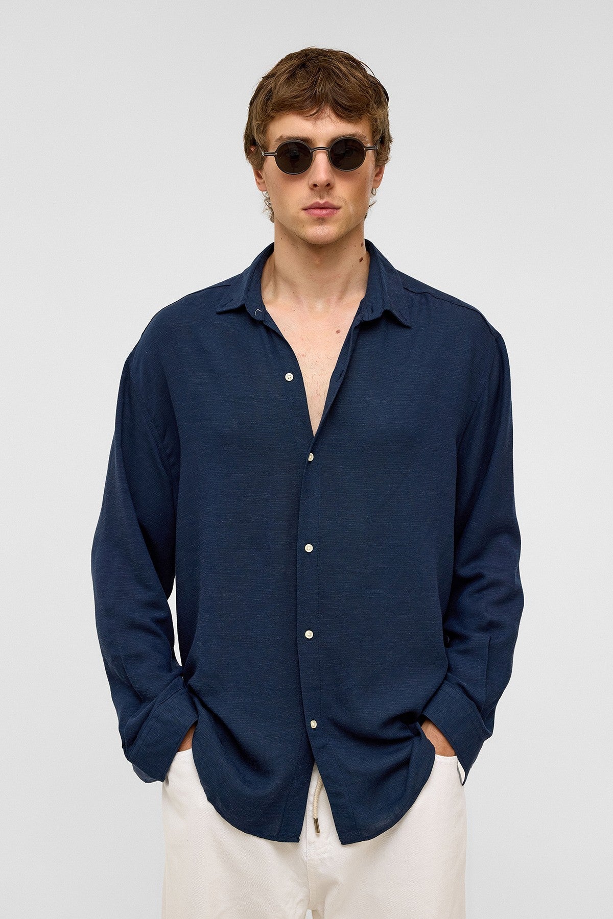 Oversized Long-Sleeved Linen Shirt
