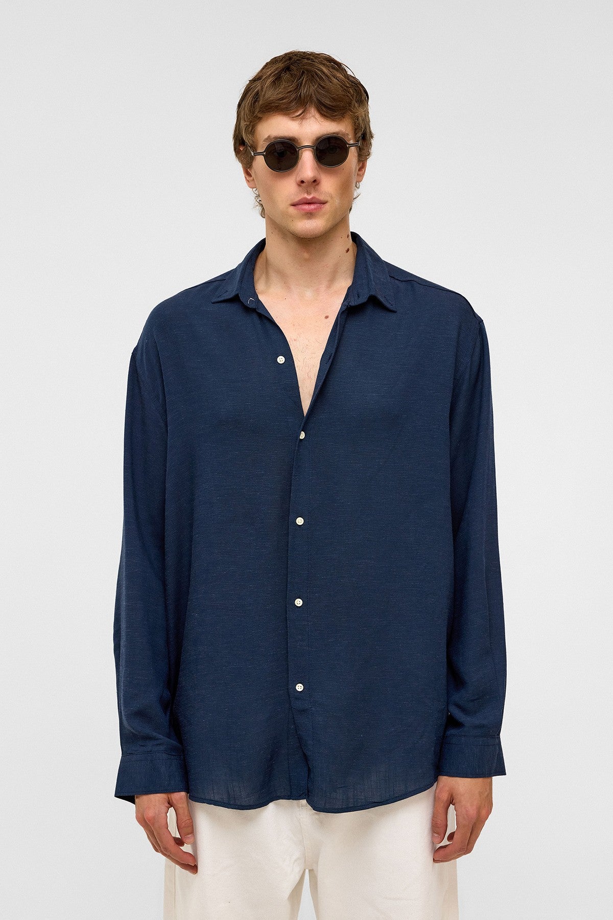 Oversized Long-Sleeved Linen Shirt