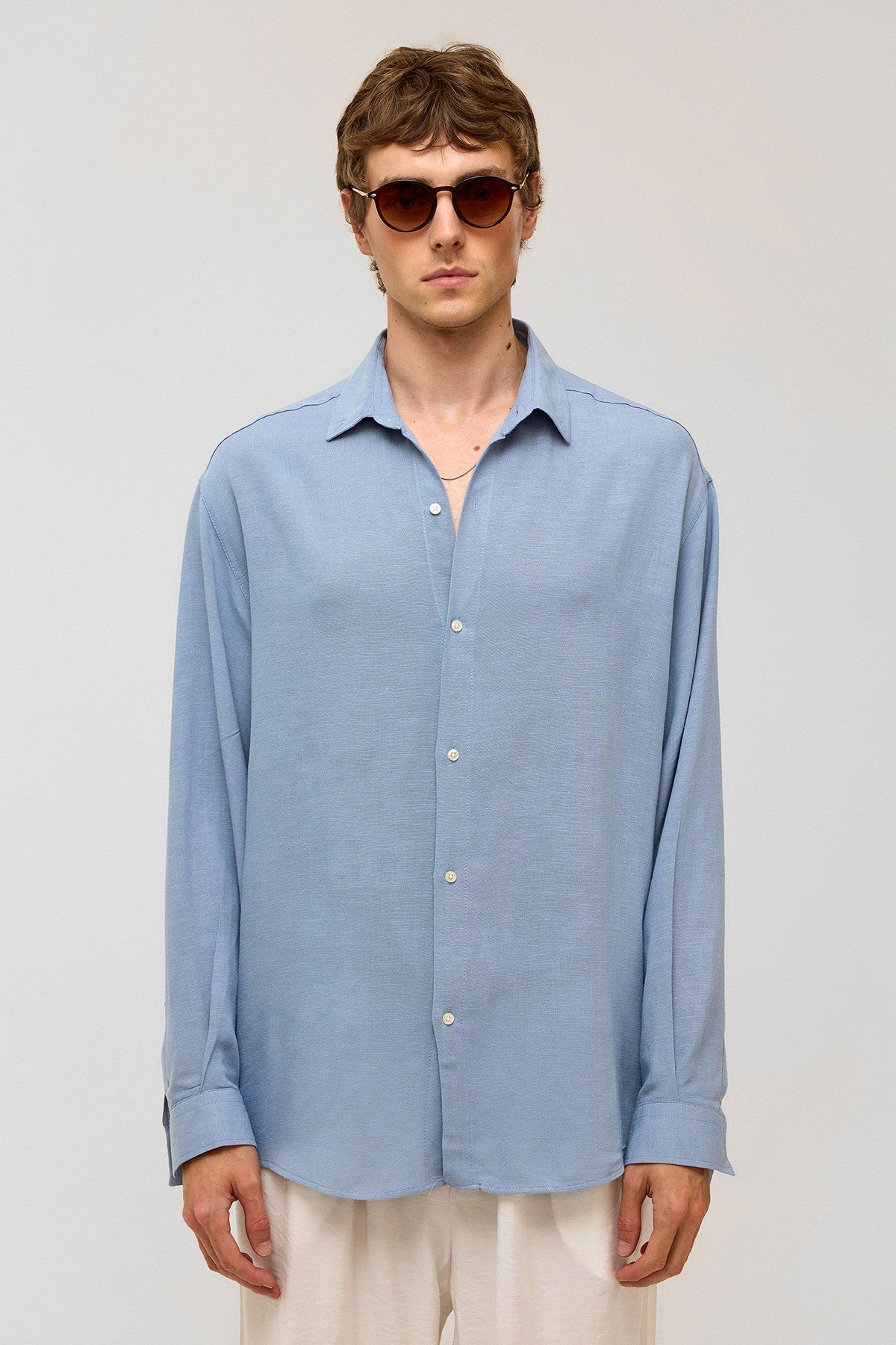 Oversized Long-Sleeved Linen Shirt