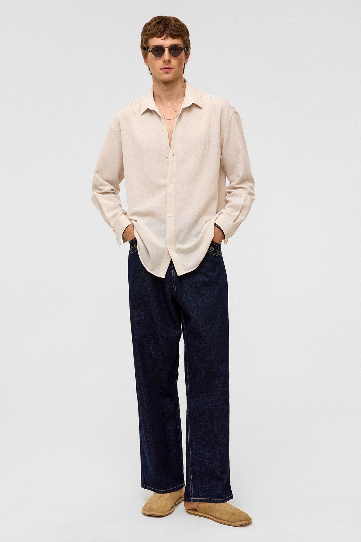 Oversized Long-Sleeved Linen Shirt