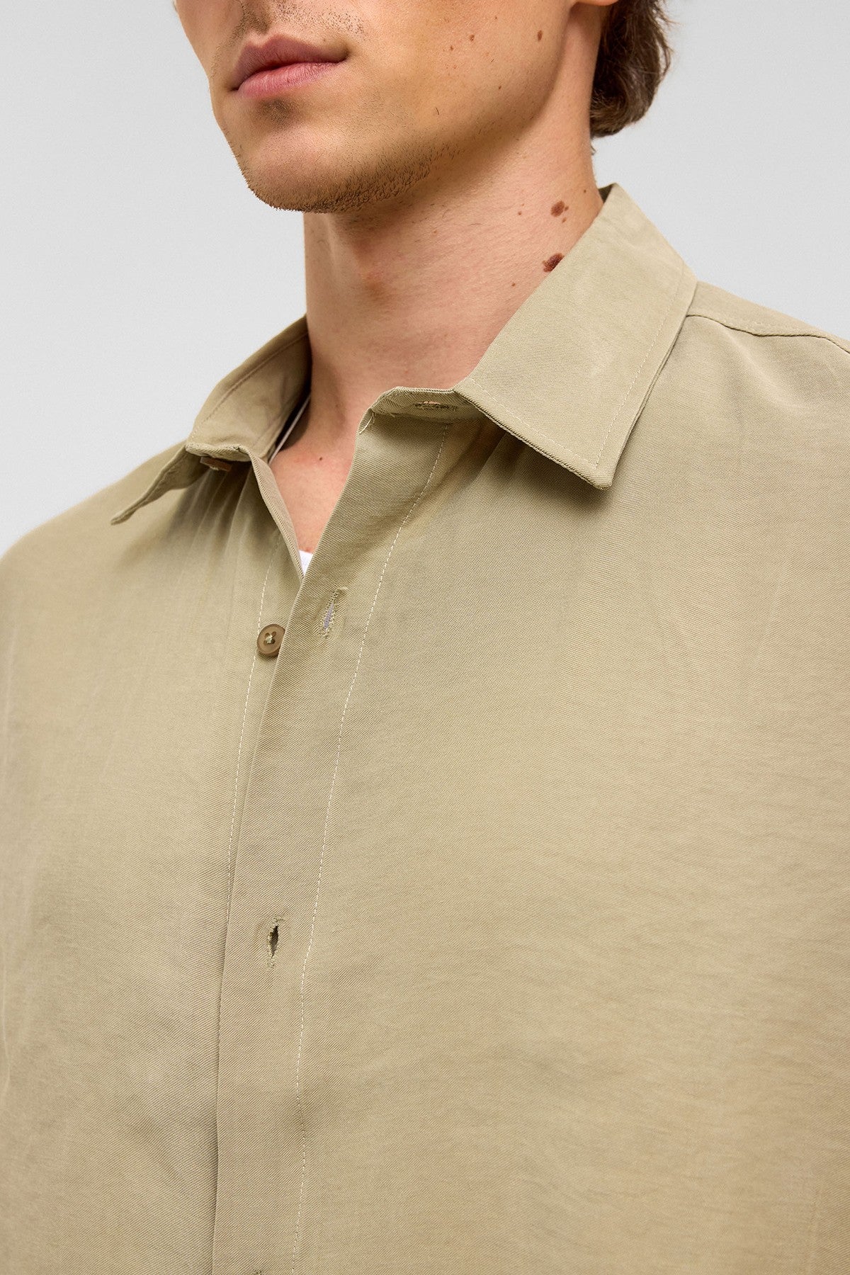 Basic Oversized Short-Sleeve Modal Shirt