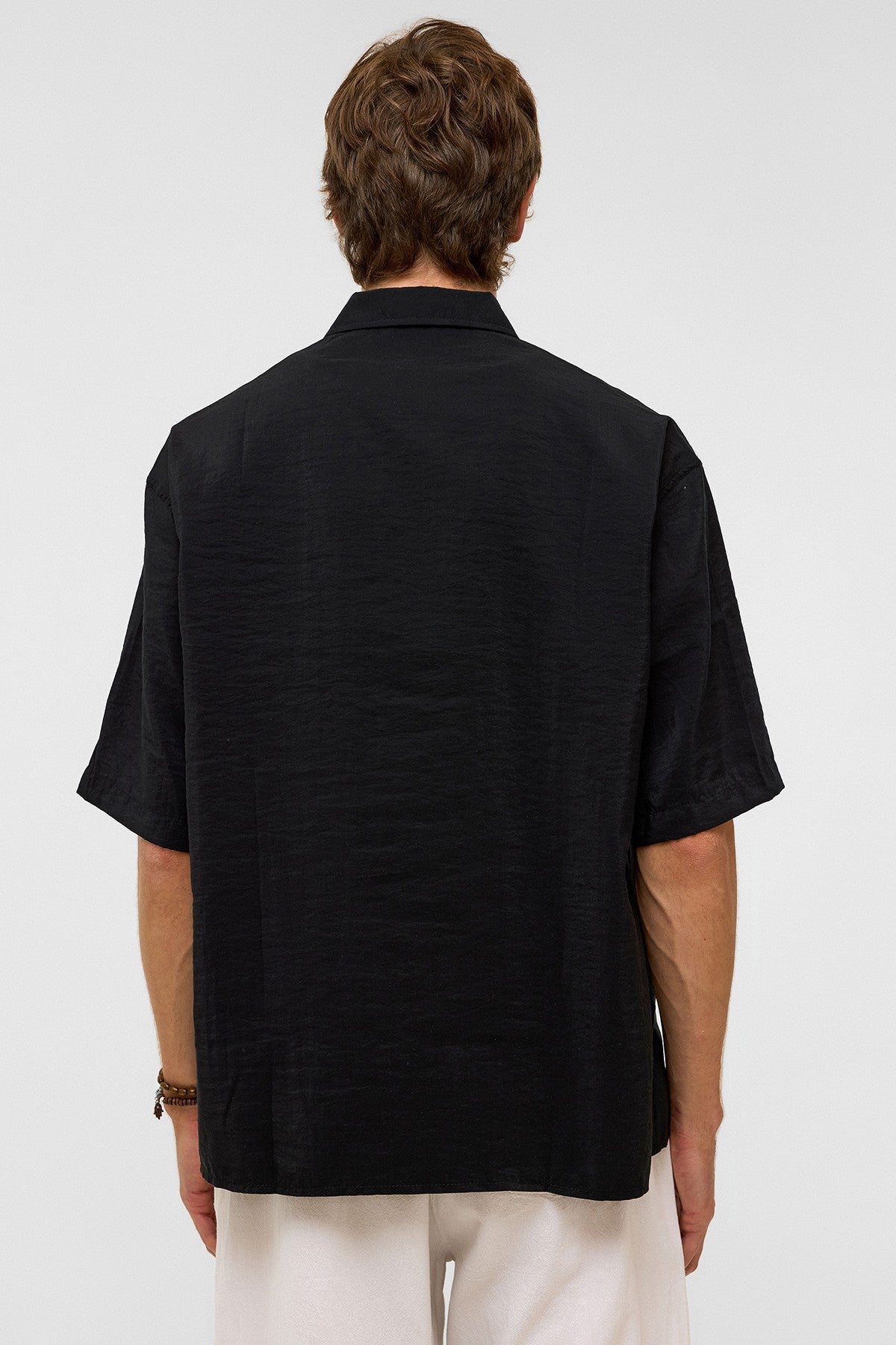 Basic Oversized Short-Sleeve Modal Shirt