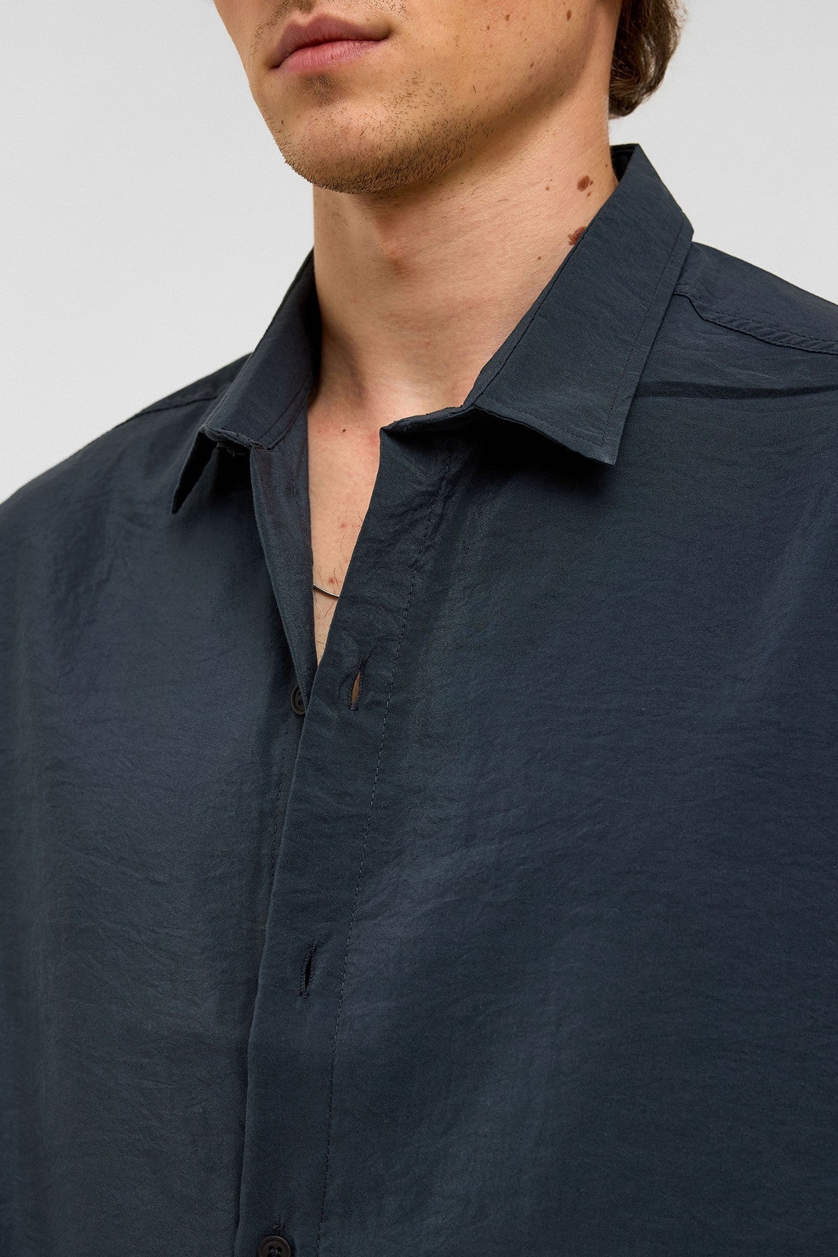 Basic Oversized Short-Sleeve Modal Shirt