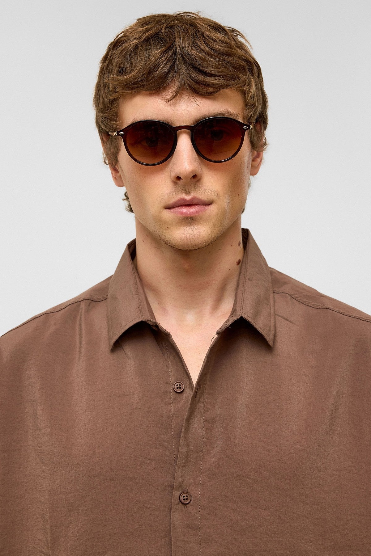 Basic Oversized Short-Sleeve Modal Shirt