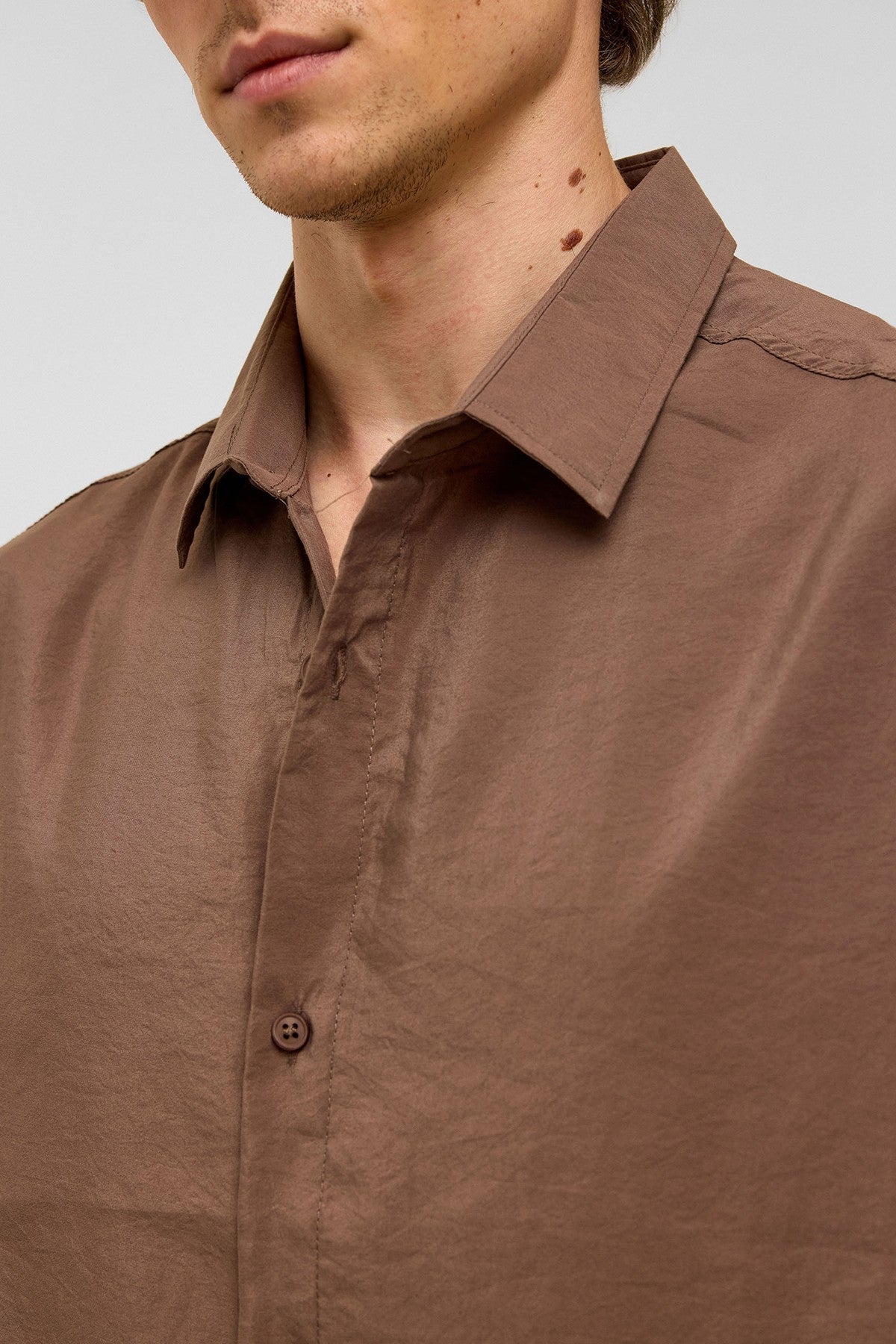 Basic Oversized Short-Sleeve Modal Shirt