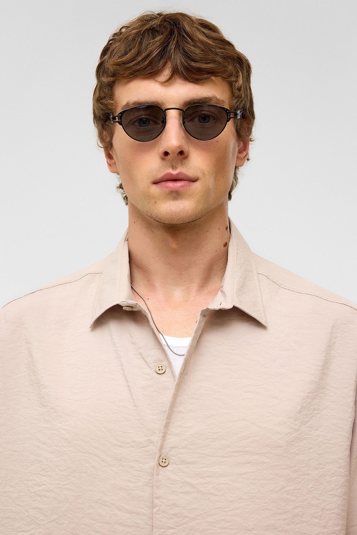 Basic Oversized Short-Sleeve Modal Shirt