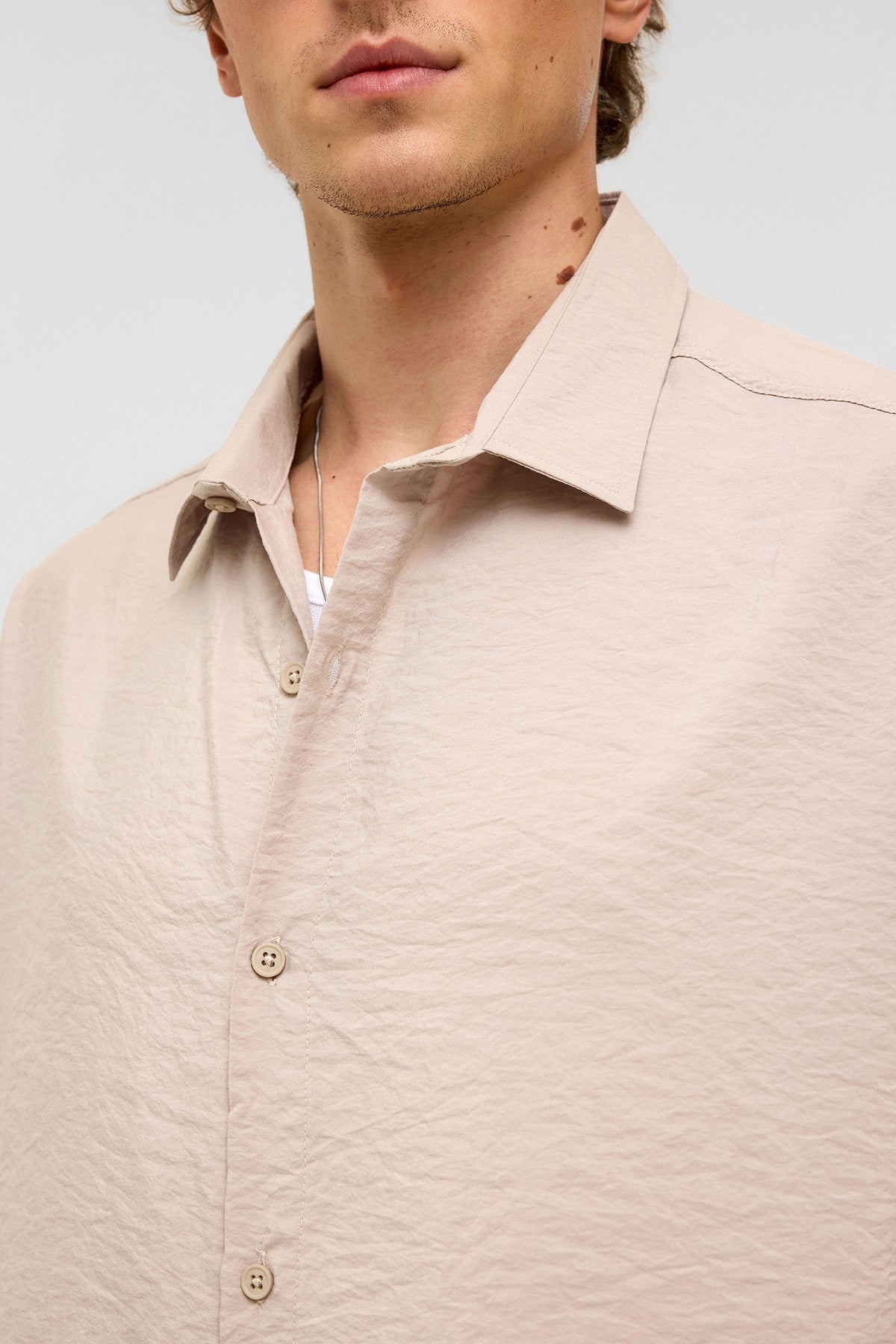 Basic Oversized Short-Sleeve Modal Shirt