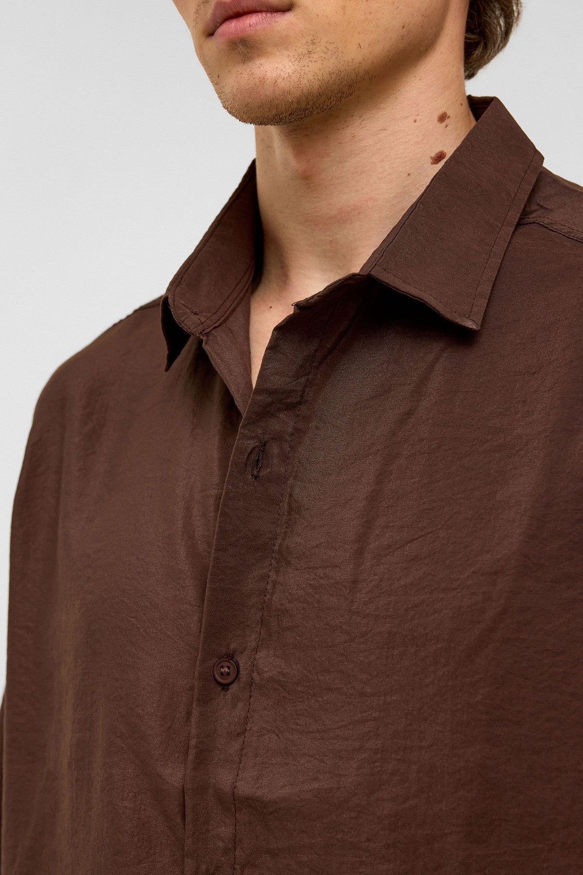 Basic Oversized Short-Sleeve Modal Shirt