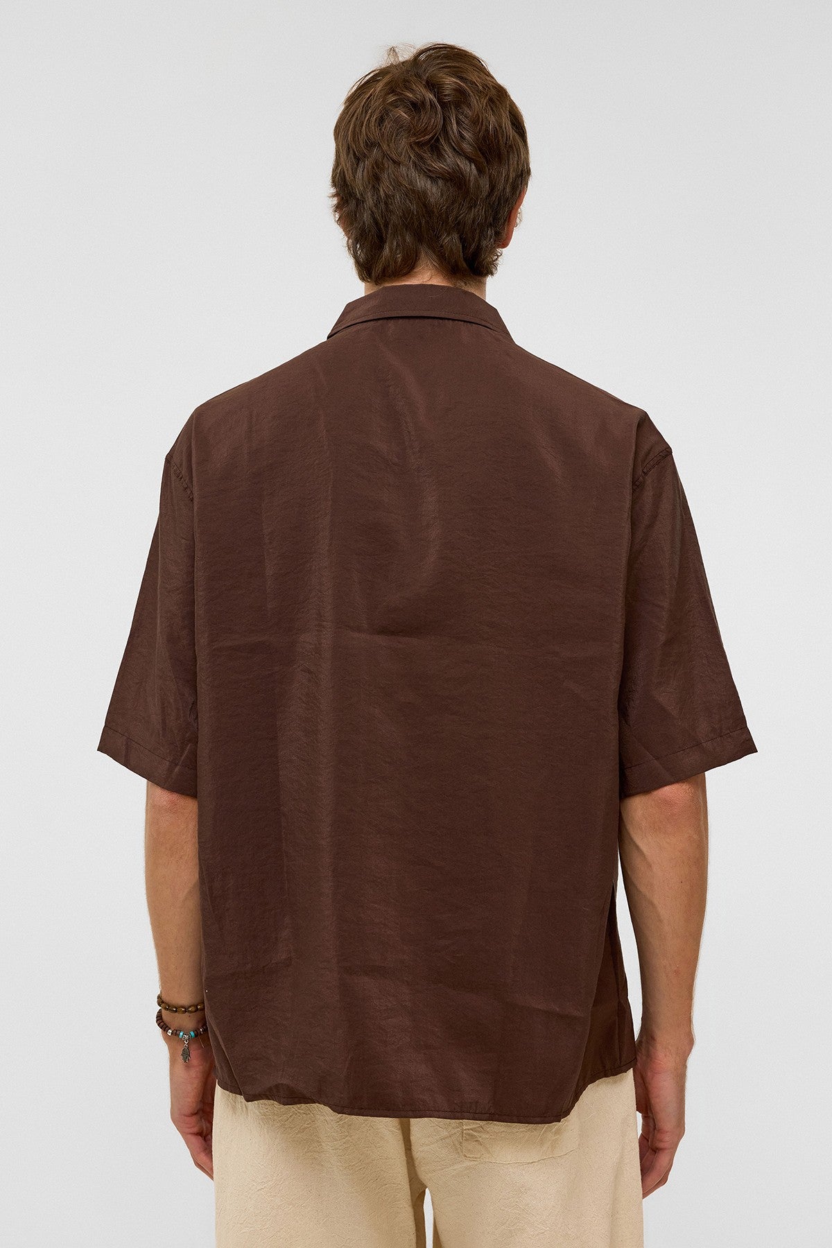 Basic Oversized Short-Sleeve Modal Shirt
