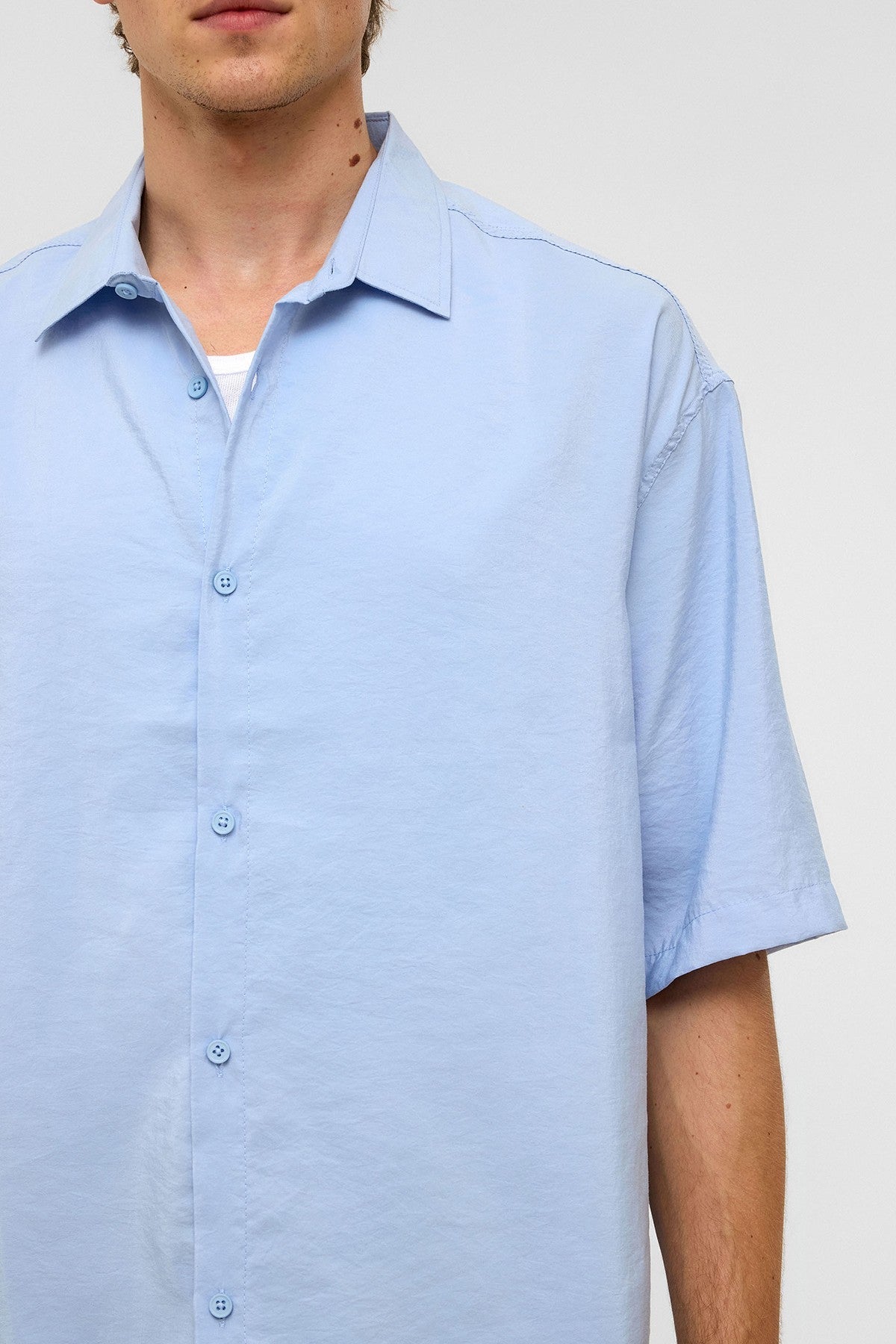 Basic Oversized Short-Sleeve Modal Shirt