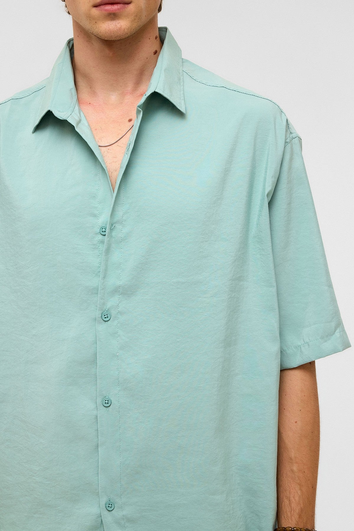 Basic Oversized Short-Sleeve Modal Shirt