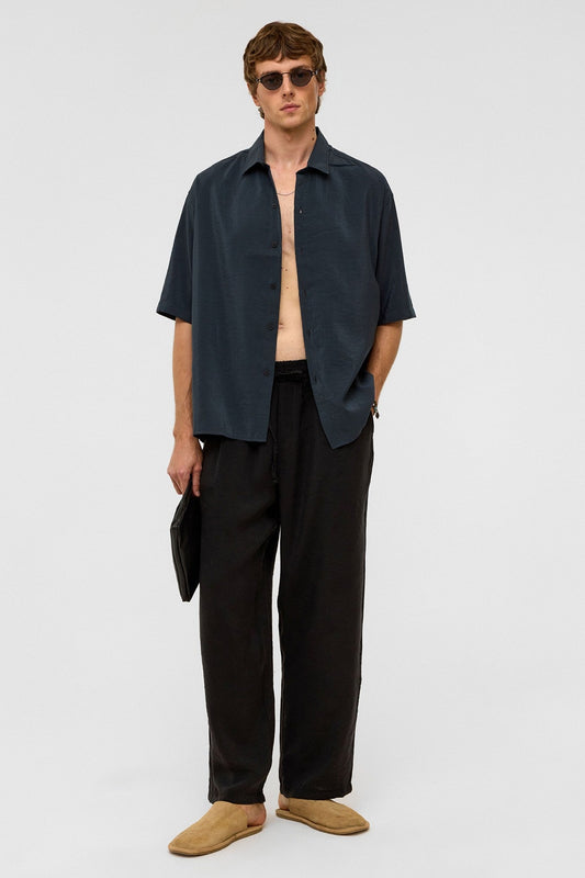 Basic Oversized Short-Sleeve Modal Shirt