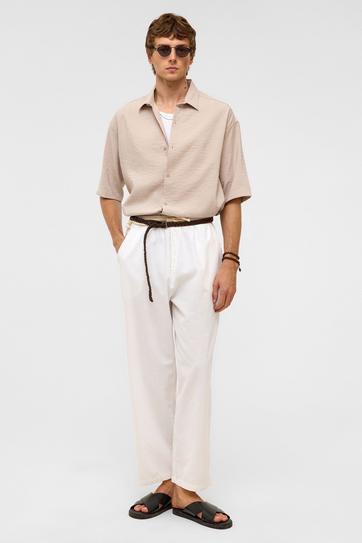 Basic Oversized Short-Sleeve Modal Shirt