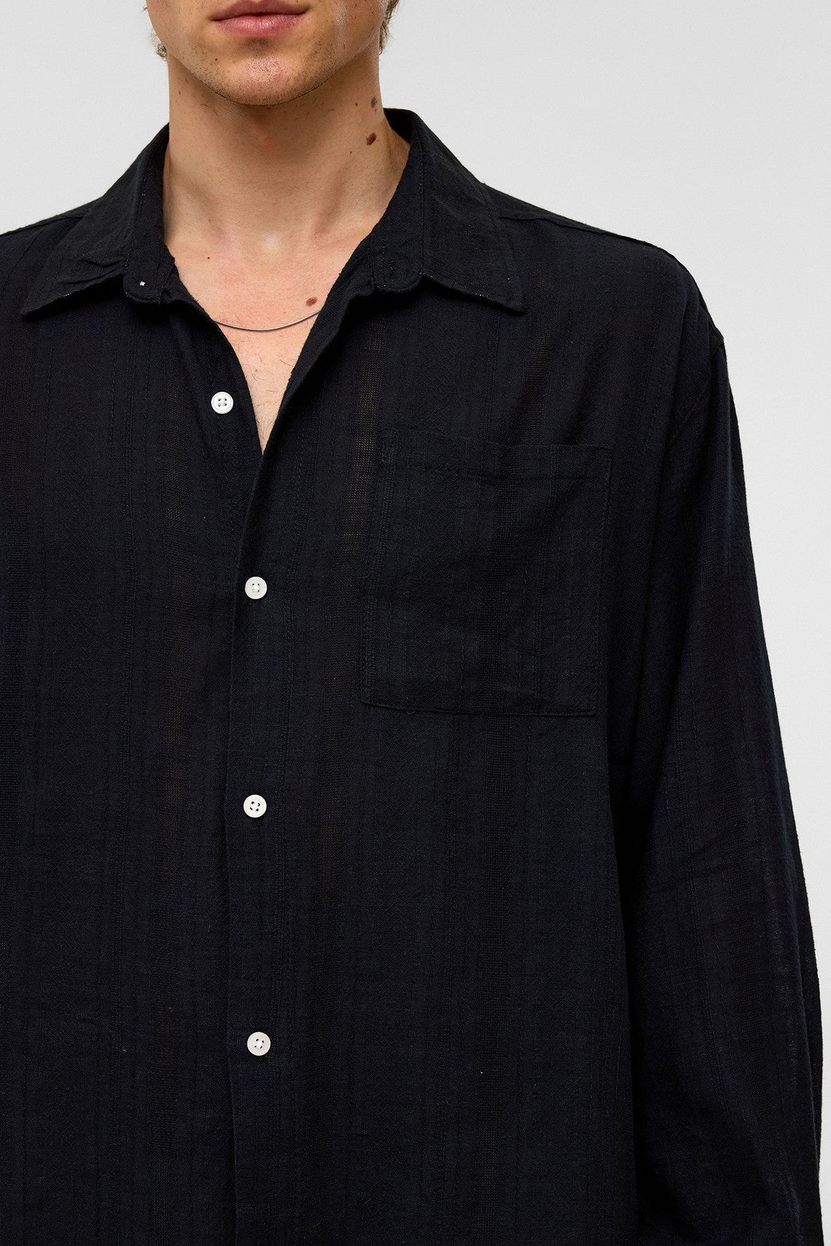 Oversized Striped Long-Sleeved Linen Shirt