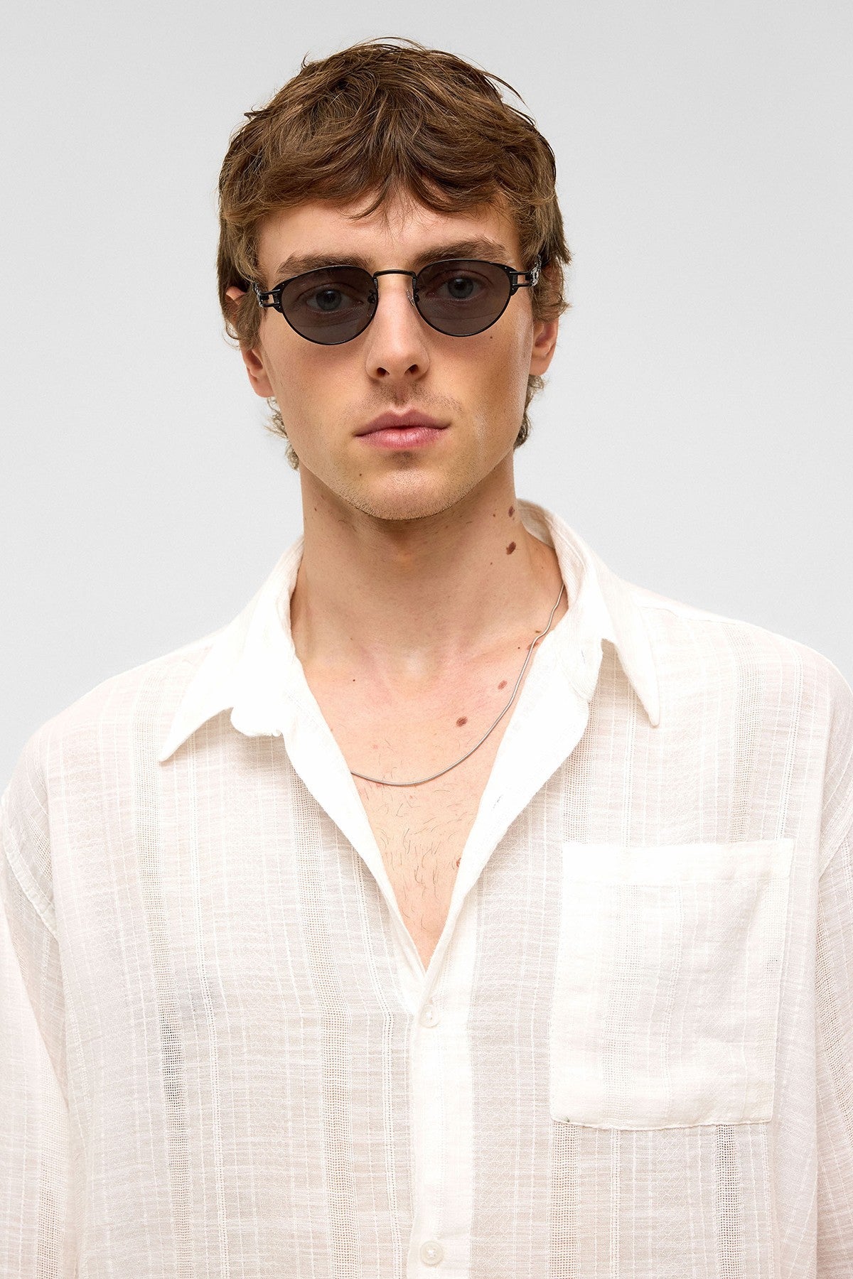 Oversized Striped Long-Sleeved Linen Shirt
