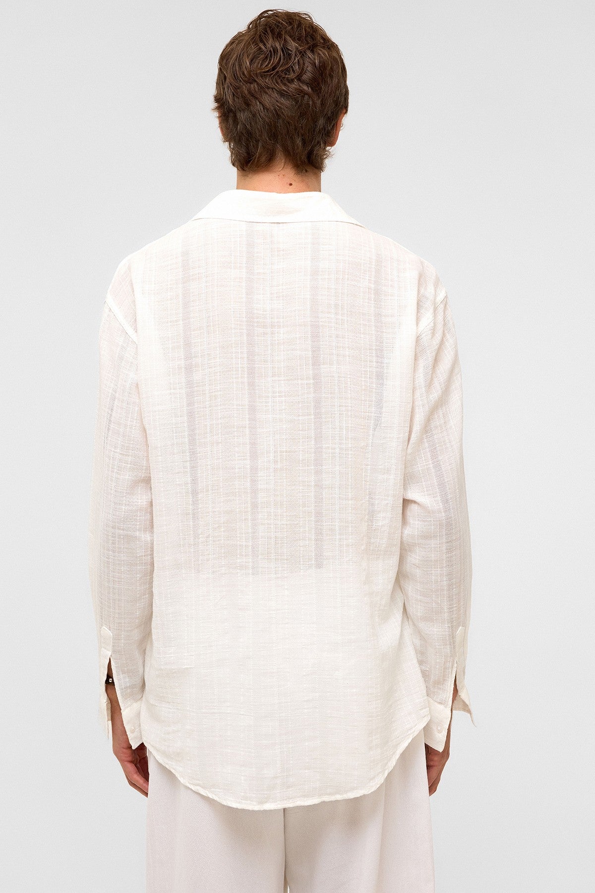 Oversized Striped Long-Sleeved Linen Shirt
